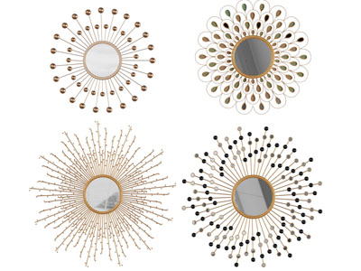 现代轻奢放射花型装饰镜子挂件