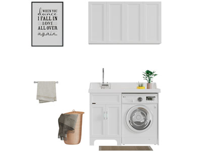 现代收纳洗衣机的装饰柜