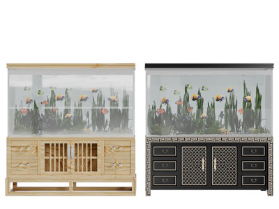 新中式带收纳柜的鱼缸