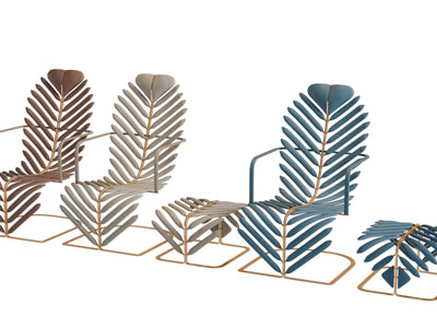 现代轻奢树叶造型的休闲椅子