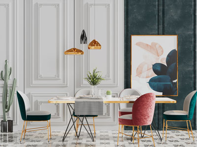 现代轻奢餐桌椅组合