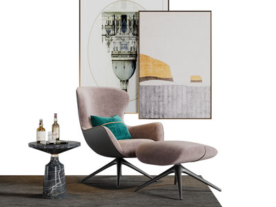 现代休闲椅子脚踏茶几组合