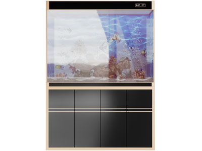 现代黑色带收纳柜的鱼缸