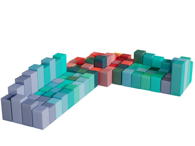 后现代几何体拼接转角多人沙发