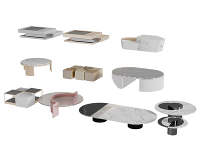 现代拼接茶几边几3d模型 现代拼接茶几边几