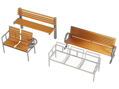 现代实木条公共椅子