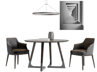 现代圆形餐桌椅组合