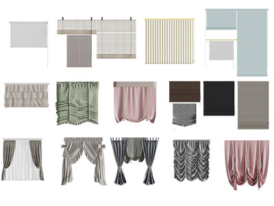 现代布艺拉帘罗马帘3d模型 现代布艺拉帘罗马帘
