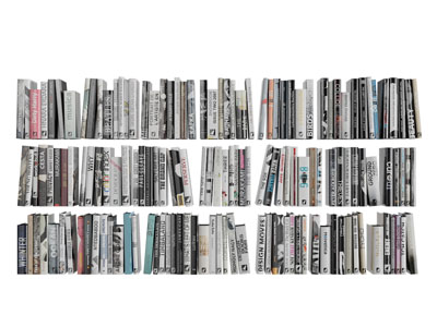 现代三排排列整齐的书籍