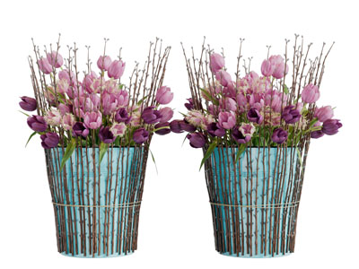 水桶花瓶郁金香花瓶花卉3d模型 水桶花瓶郁金香花瓶花卉