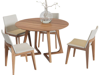 北欧实木圆形餐桌椅组合