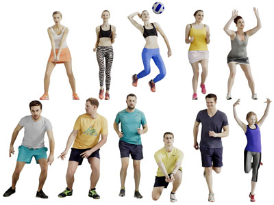 运动的男人女人人物3d模型 运动的男人女人人物