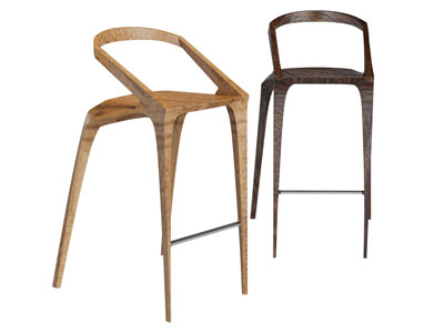 后现代实木吧椅