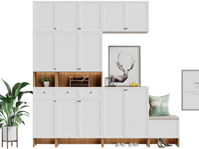 北欧实木玄关装饰鞋柜