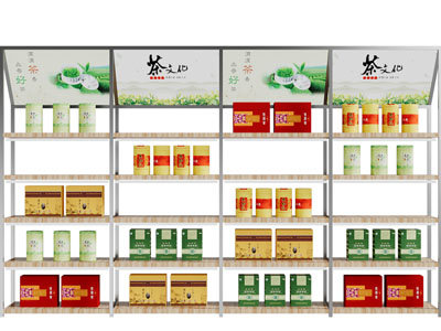 开放式茶叶货架3d模型 开放式茶叶货架