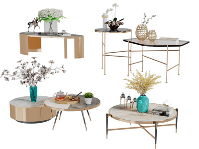 现代轻奢茶几边几3d模型 现代轻奢茶几边几