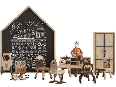 北欧趣味卡通儿童椅桌子