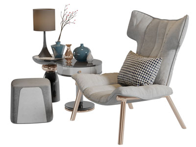 新中式休闲椅子茶几组合