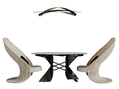 东南亚藤编餐桌椅子组合