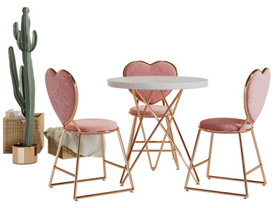 现代轻奢爱心靠背的餐桌椅组合