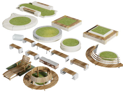 现代景观户外公共休闲椅子