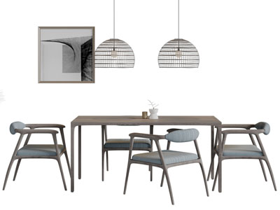 新中式实木餐桌椅组合