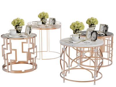 现代轻奢圆形茶几3d模型 现代轻奢圆形茶几