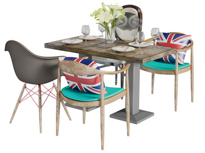 工业风长方形餐桌椅组合