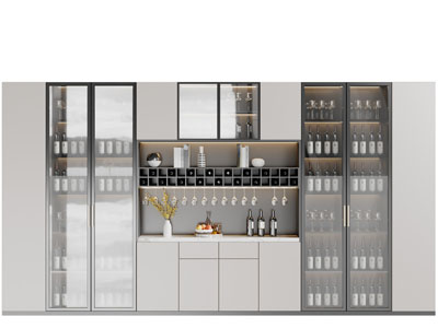 新中式玻璃柜门的酒柜