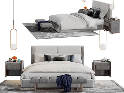 新中式双人床床头柜