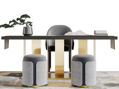 新中式茶桌坐墩盆景