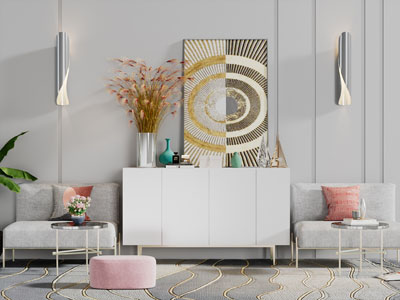 现代轻奢玄关柜边柜休闲椅子