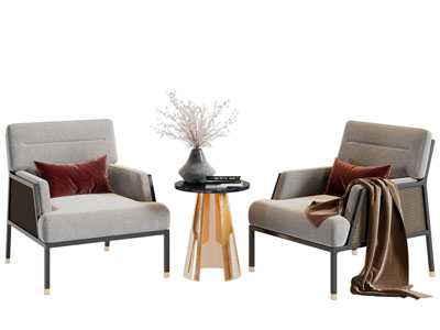 新中式单人沙发3d模型 新中式单人沙发