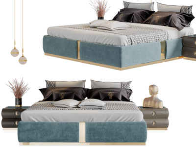 现代轻奢无床头双人床