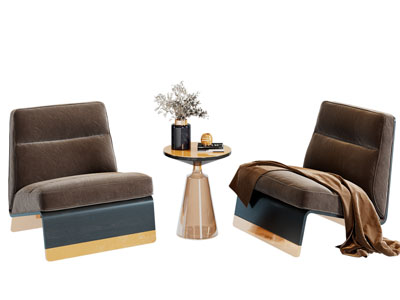 新中式休闲单人沙发3d模型 新中式休闲单人沙发