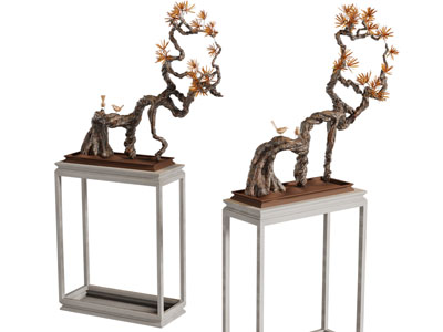 新中式盆景盆栽3d模型 新中式盆景盆栽