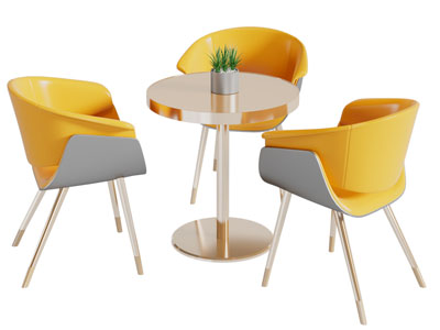 现代轻奢圆形餐桌椅组合