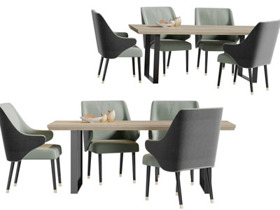 现代实木简约长方形餐桌椅组合