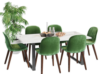 现代长方形餐桌椅组合