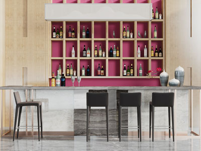 现代灰色台面的吧台吧椅