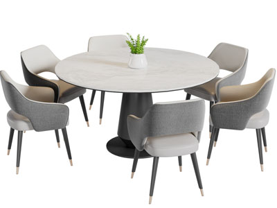 现代圆形餐桌椅组合