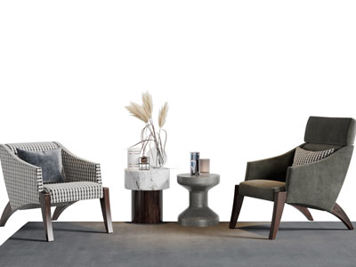 现代布艺休闲单人沙发3d模型 现代布艺休闲单人沙发