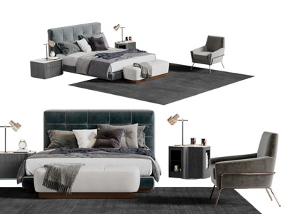 现代轻奢布艺双人床