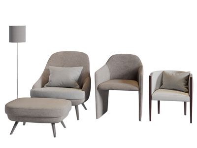 新中式布艺休闲椅子脚踏