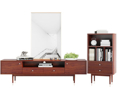 北欧实木电视柜边柜