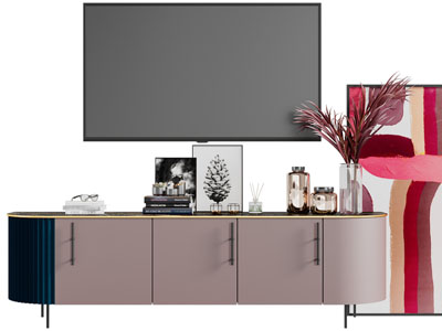 现代轻奢电视柜电视机