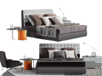 新中式布艺双人床