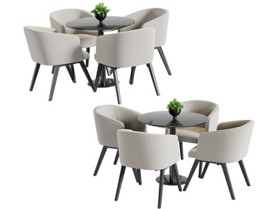 新中式黑白餐桌椅组合