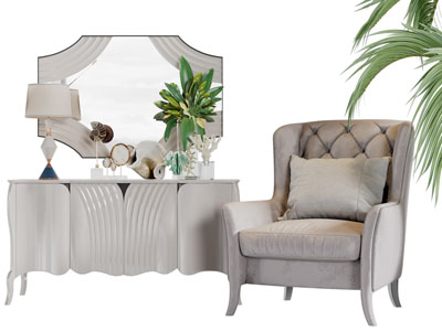 简欧布艺单人沙发3d模型 简欧布艺单人沙发