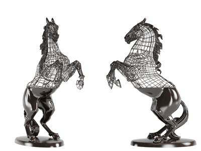 现代抽象站立的马匹雕塑雕刻